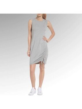 ZELLA Modal Spandex Blend Grey Sleeveless Popover Dress Adjustable Rusching Sz M